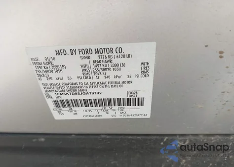 2018 Ford Explorer Xlt из США, поврежденный, VIN 1FM5K7D85JGA79792